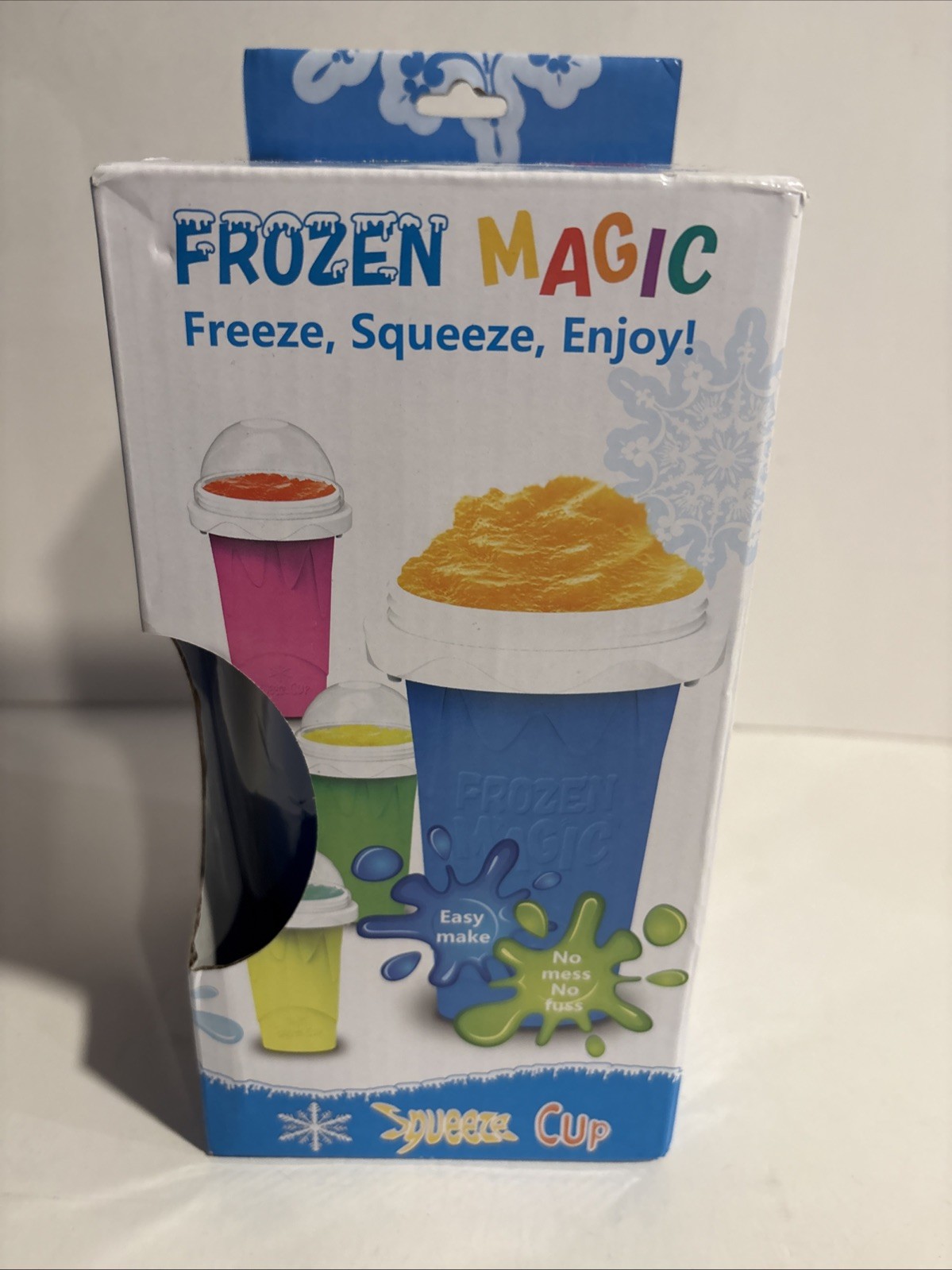 FROZEN MAGIC Squeeze Cup, Blue - Easy To Make, No Mess - New - Free Shipping