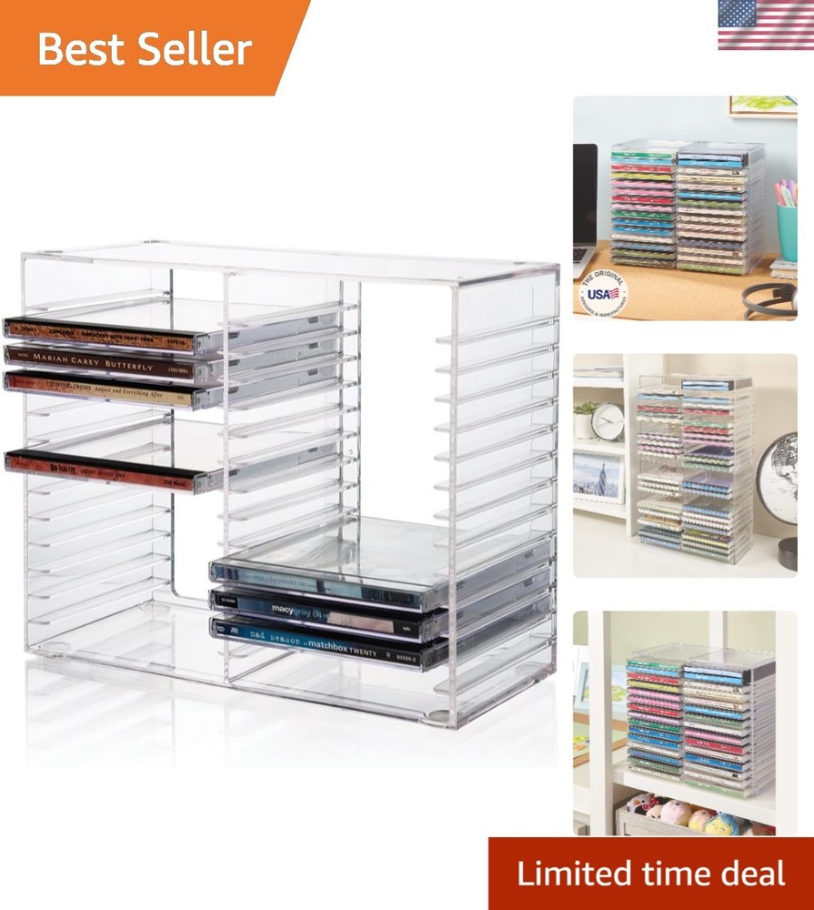Compact Stackable CD Organizer | Clear Holder for 30 Jewel Cases | USA Made