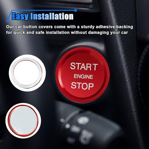 Car Engine Button Cover, Car One-Button Start Stop Push Button Decoration Red