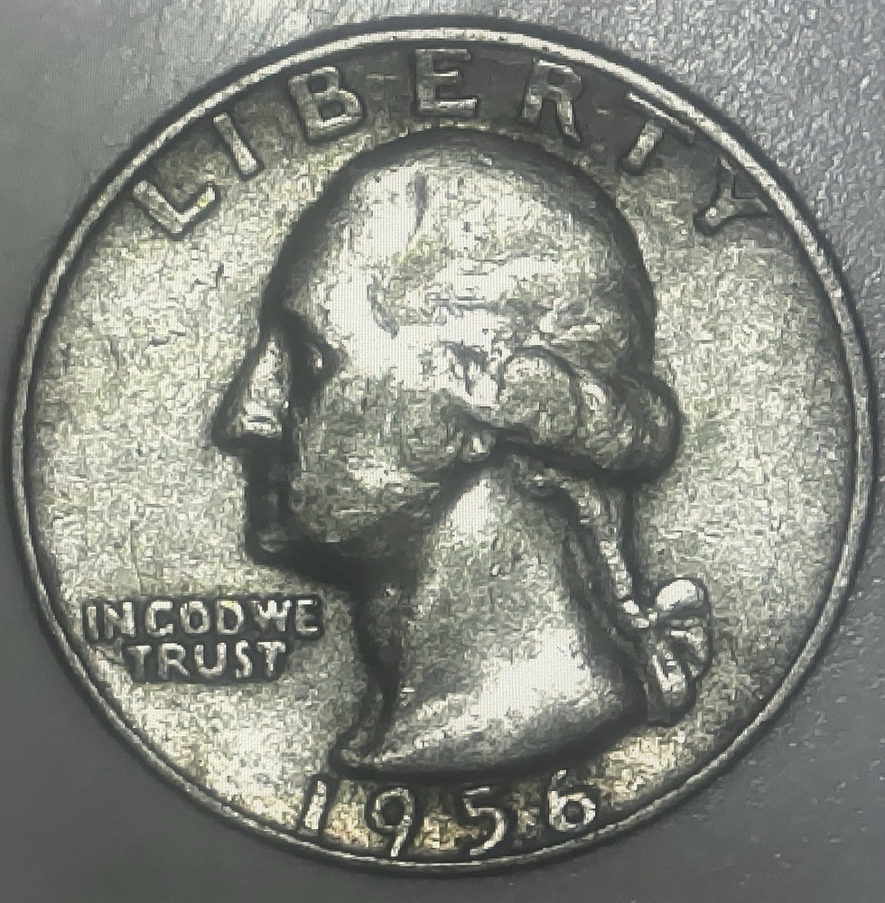 1956 D Silver Quarter Type B Error