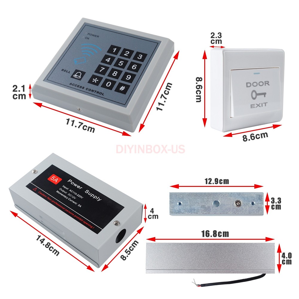RFID Door Entry Security Access Control System Kit Set Magnetic Electronic Lock