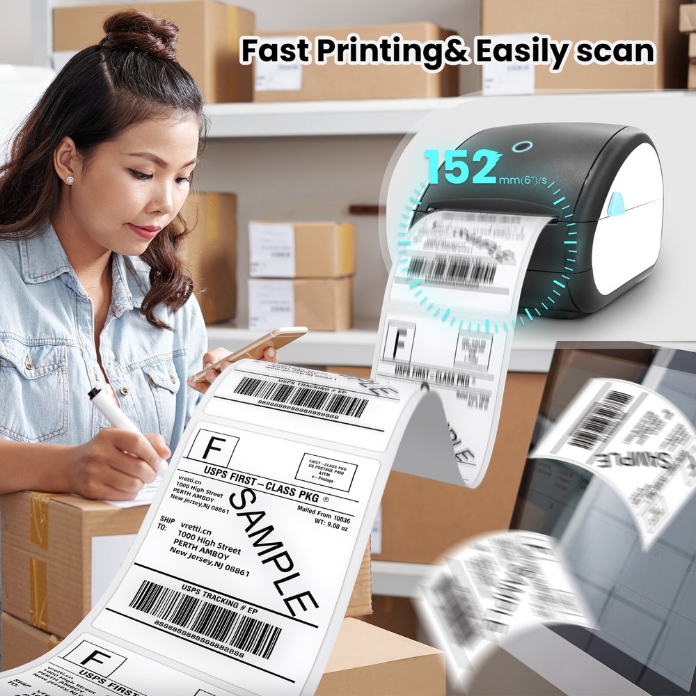 Wireless Bluetooth Thermal Shipping Label Printer 4x6 Label Printer For iPhone