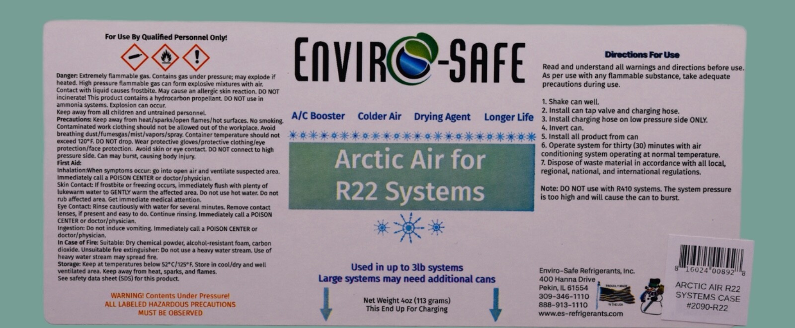 Arctic Air for R22 | 12 Cans + Charging Hose | EnviroSafe | Get Colder Air!