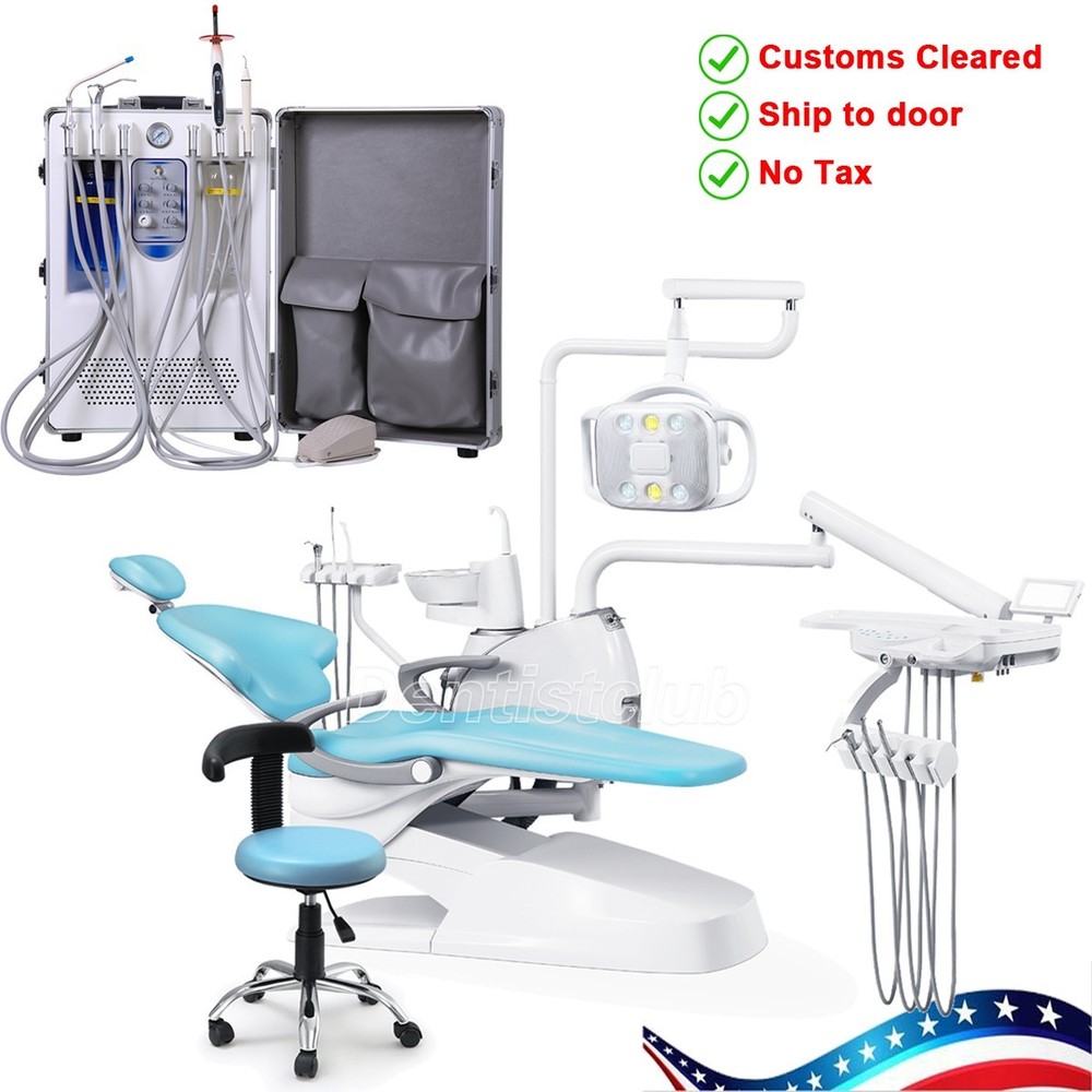 Dental Unit Chair Computer Control DC Motor+Stool /Delivery Unit Air Compressor