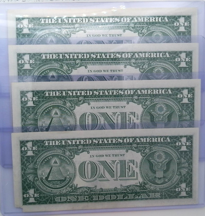 1935 $1 Silver Certificates Consecutive Run V52173297A - V52173300A