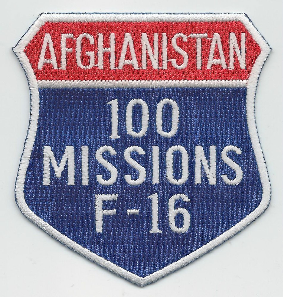 555th FIGHTER SQUADRON 100 MISSIONS F-16 AFGHANISTAN  patch