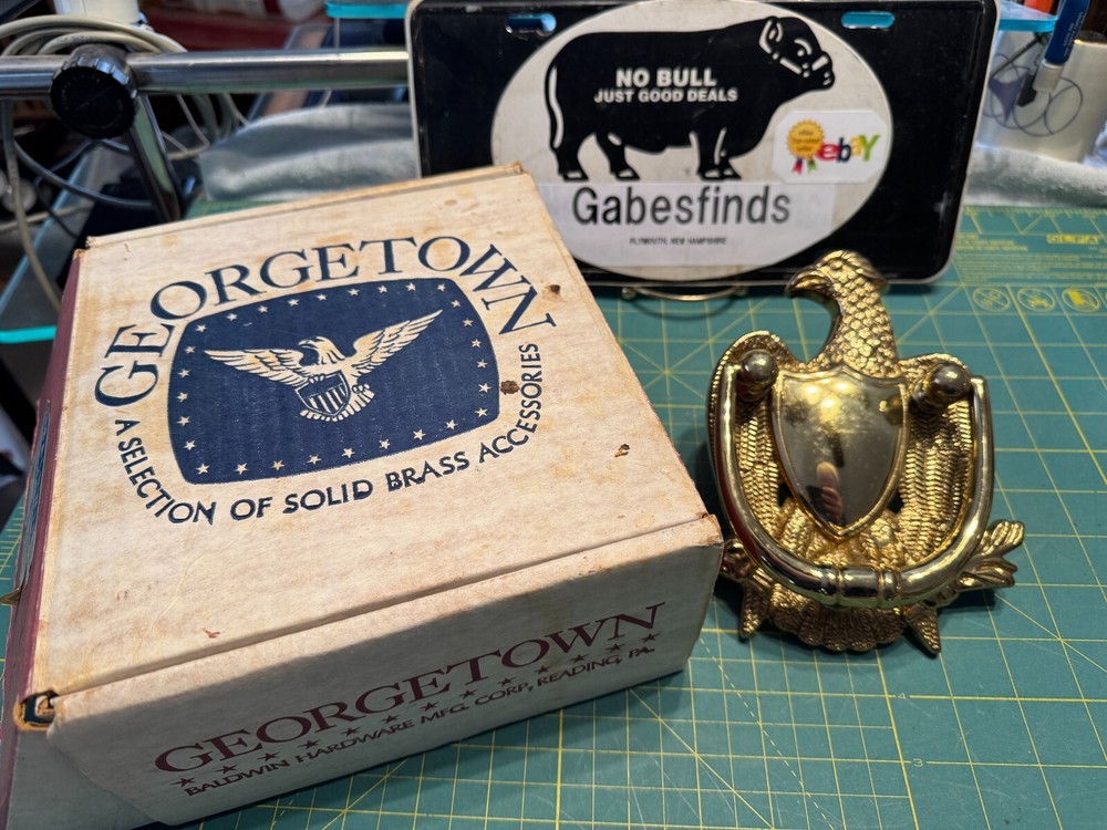 NOS Vintage Georgetown Baldwin American Eagle Solid Brass Door Knocker NIB