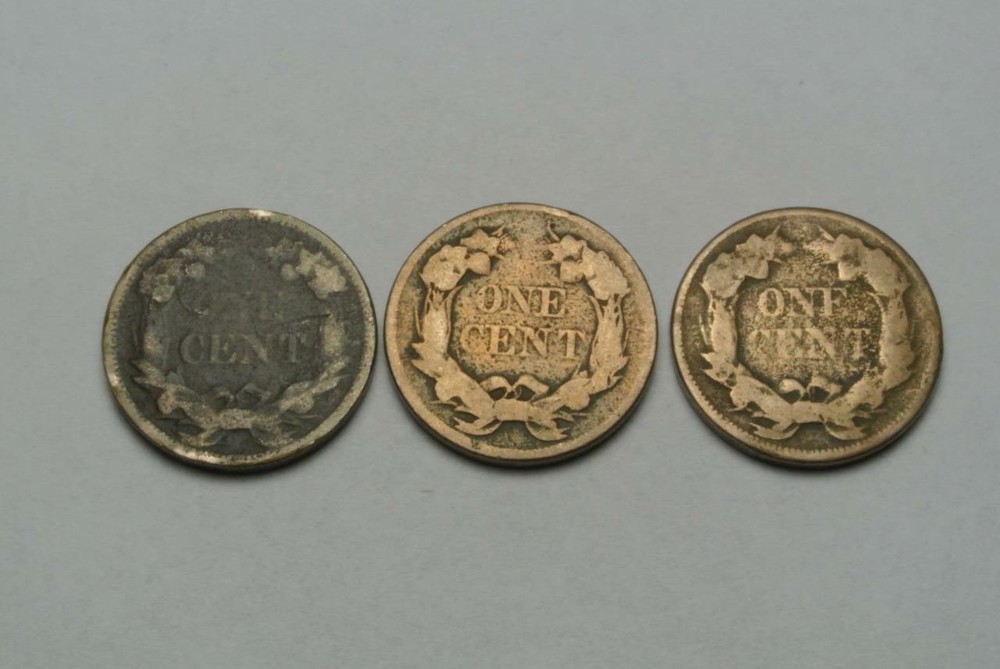 3 Three 1858 Flying Eagle Cents, Low Grades With Dates, CHEAP! - C8069