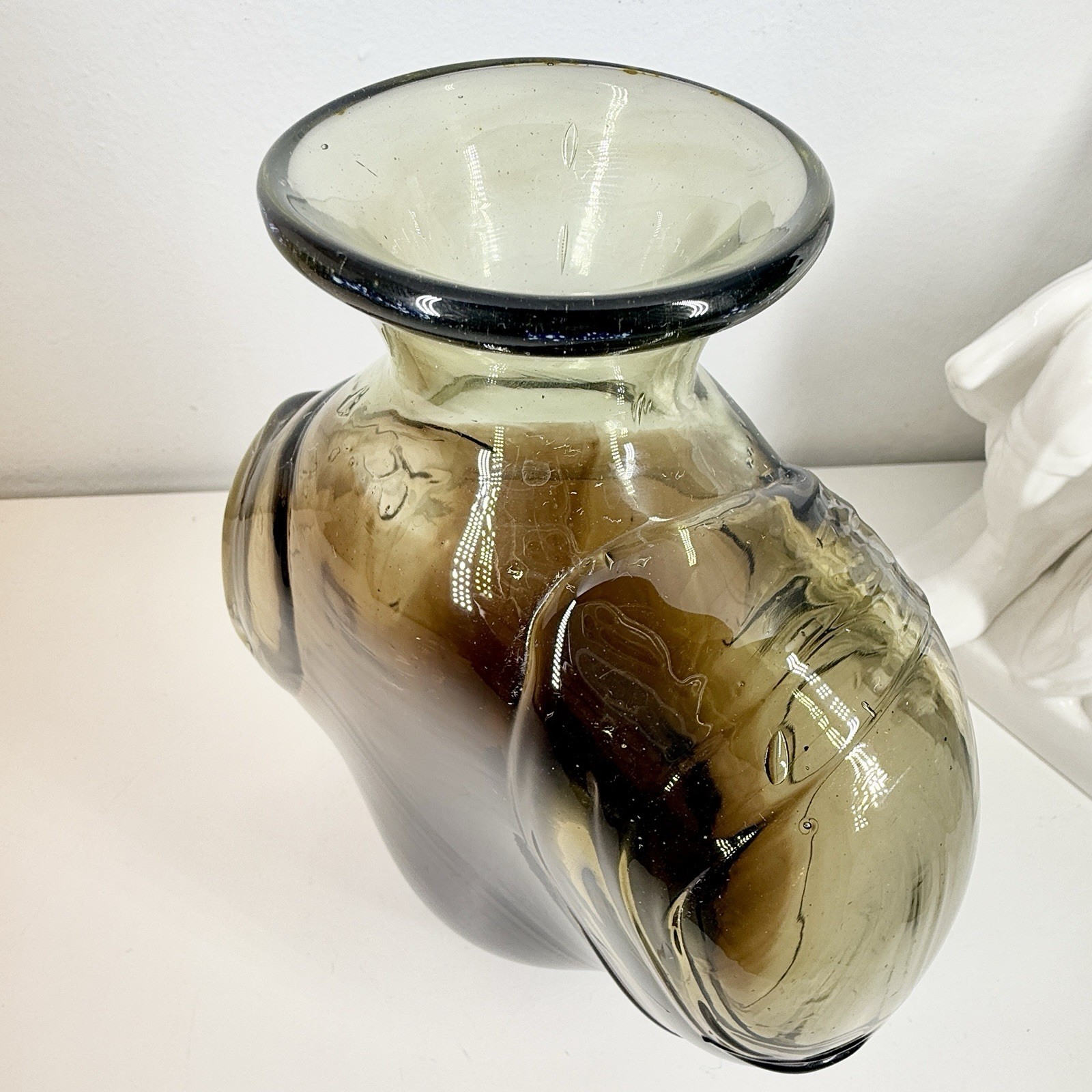 KENT IPSEN Glass VASE Brutalist MCM 1969 Abstract Sculpture Eames Era