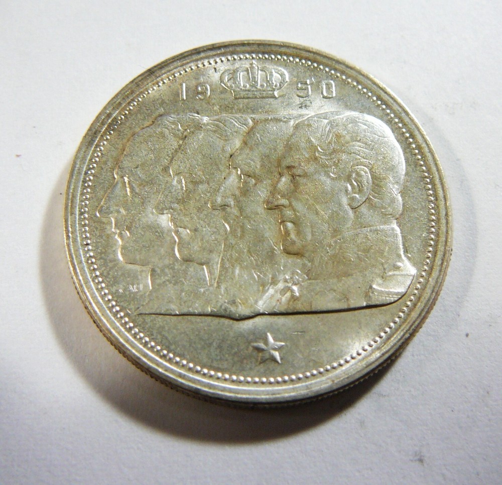 BELGIUM 1950 Silver 100 Francs UNC