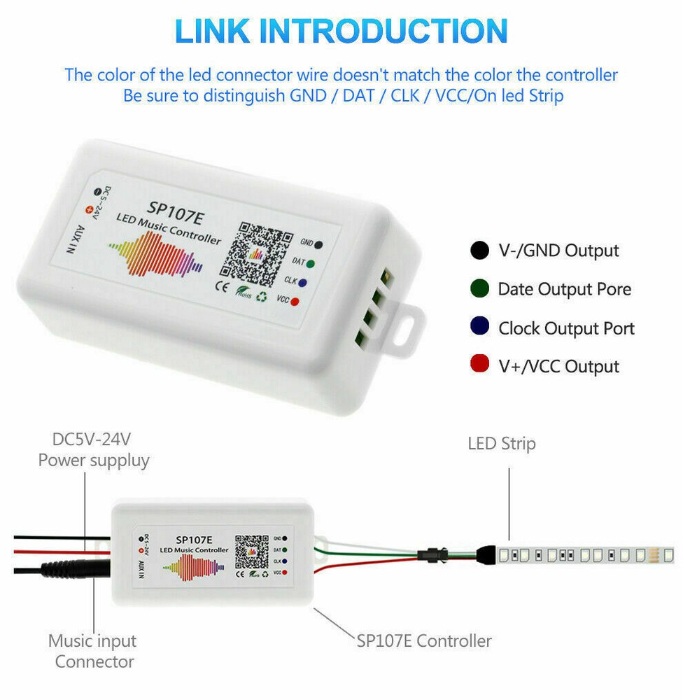 Ws2812b Ws2811 Led Music Controller SP107E RGB Bluetooth Controller DC5-24V