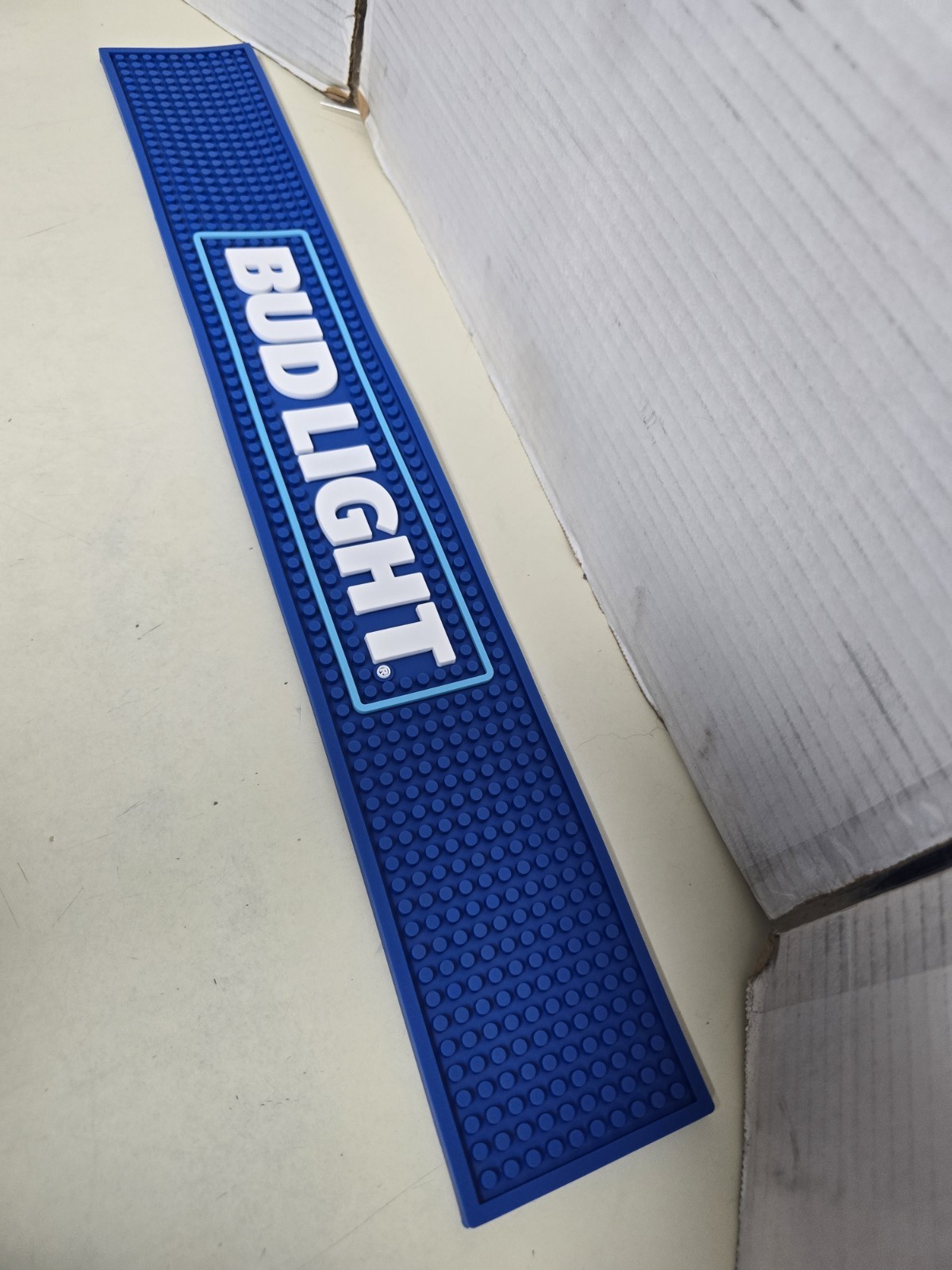 NEW Bud Light Beer Rubber Bar Spill Mat for Tap Kegerator Rail Spill Mat 24x3.25
