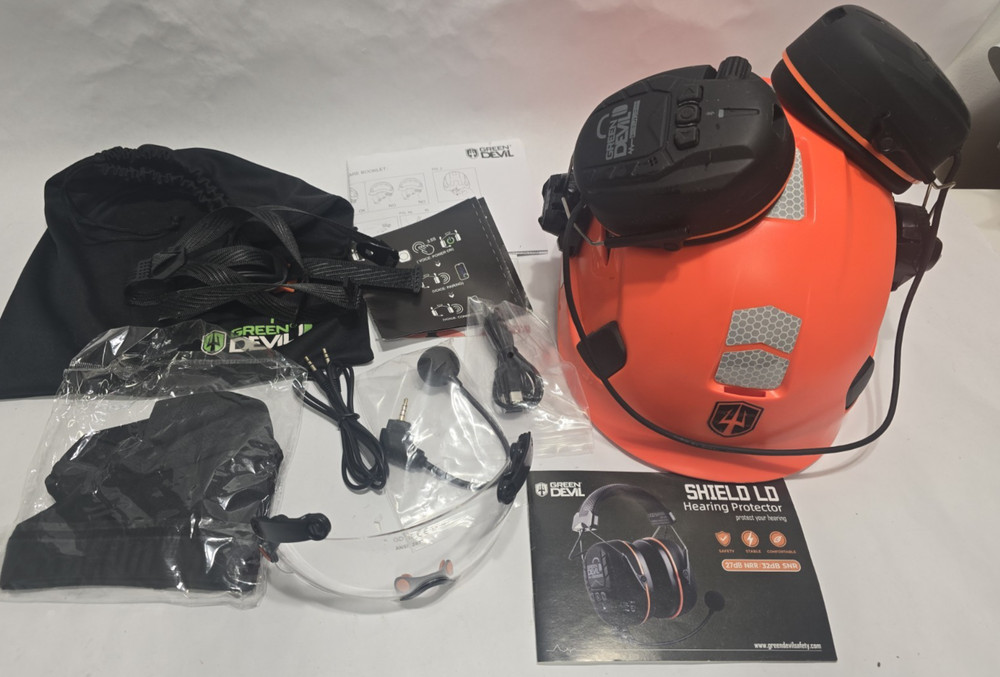 ORANGE DEVIL SHIELD ACTIVE HEARING PROTECTION HELMET SET