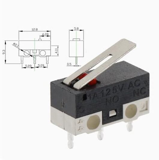 Mouse micro button switch JL006 3-pin handle less pulley left/right bending foot