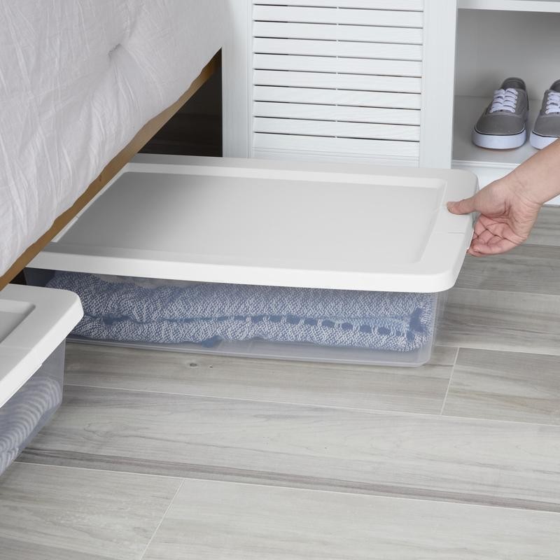 Clear Stackable Storage Box 28 Qt Household Organization Under Bed Storage