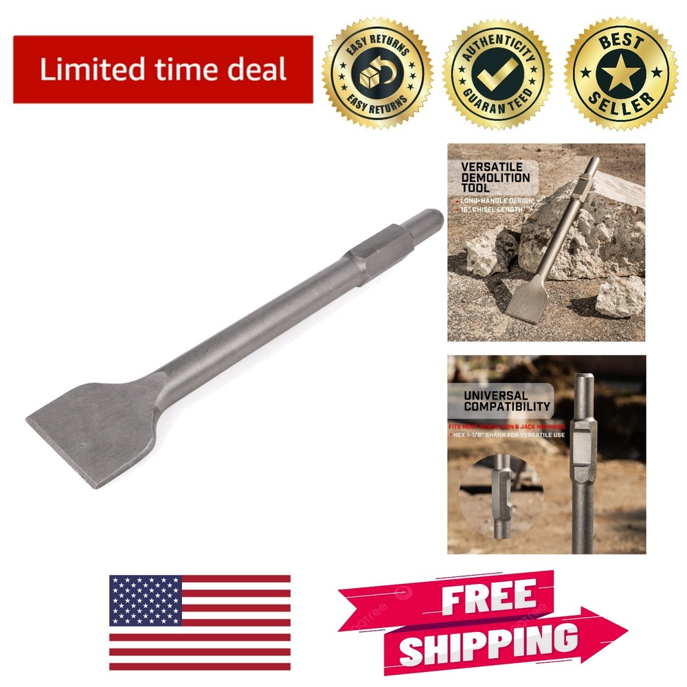 Versatile 12" Chisel Bit with Wide 3" Blade - Ideal for Tile and Masonry Removal