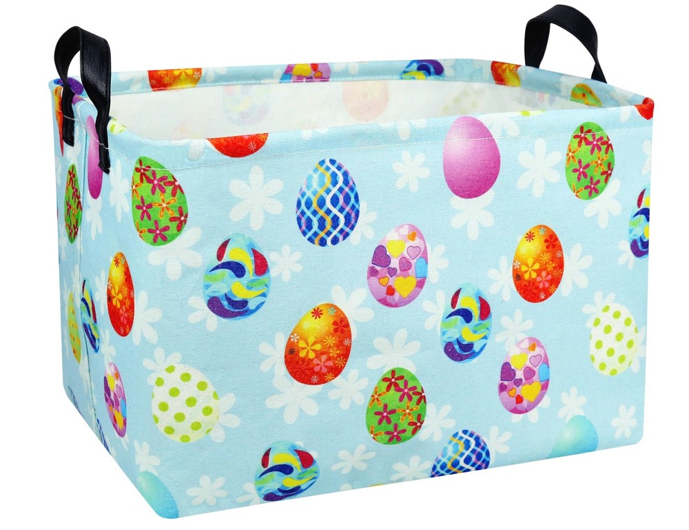 BOOHIT Rectangle Empty Easter Baskets Boy Large Toy Storage Bin Girls collaps...