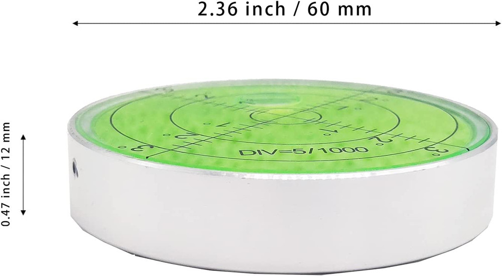 2.4" Aluminum Circular Bubble Level Tool High Precision Round Level 60mm