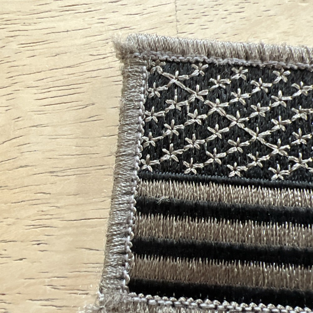 Embroided Patch Hook Loop American Flag USA Gray