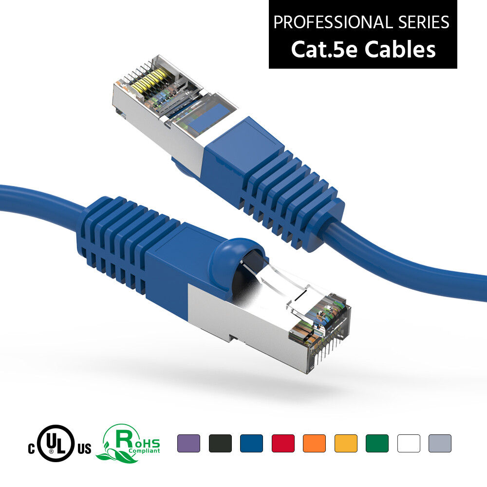 12Ft CAT5E Shielded (FTP) Ethernet Network Booted Cable Blue
