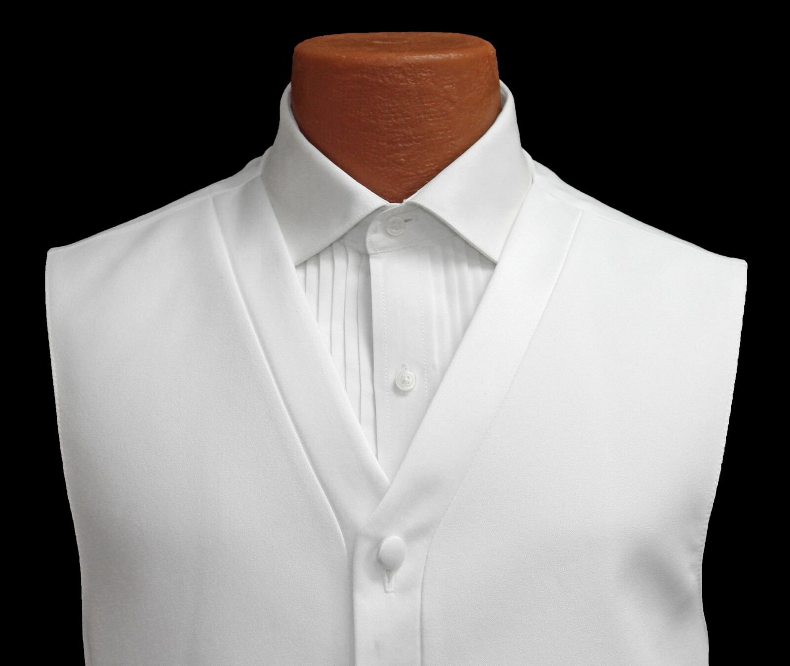 Men's White Tuxedo Vest Waistcoat with Satin Trim Adjustable Full Back Size M