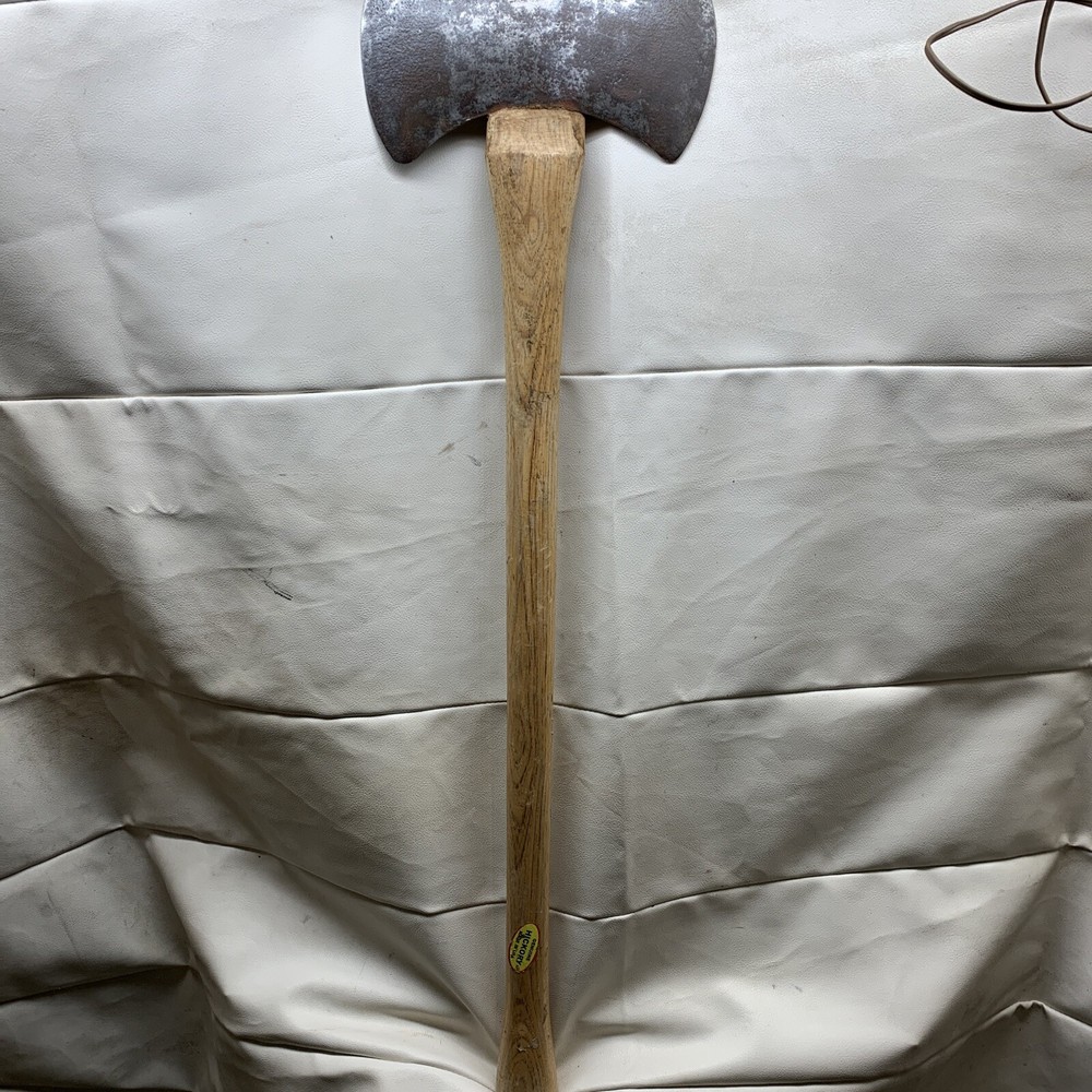 Vintage Unbranded (Plumb?) Double Bit  Axe with new  33" hickory handle