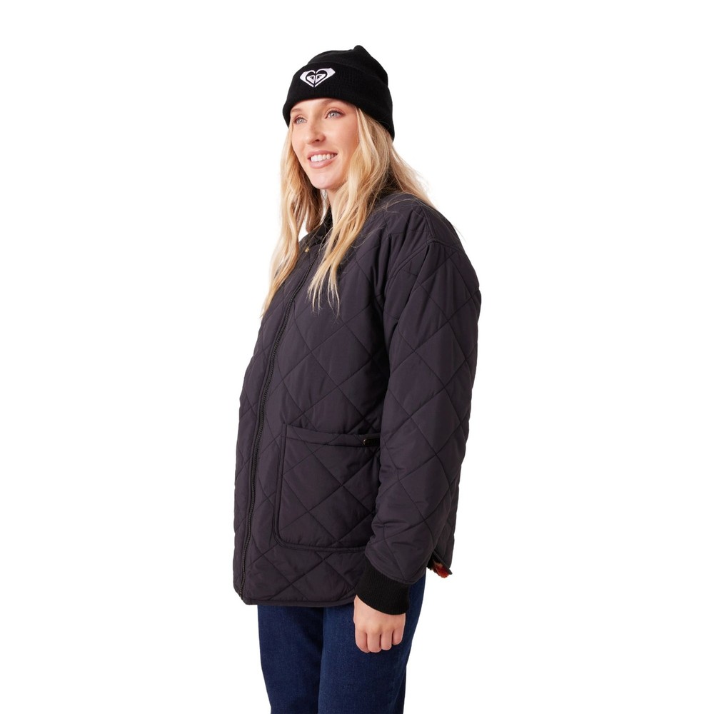 Roxy Aurora Quilted Bomber Women's Winter Jacket, Black, Medium