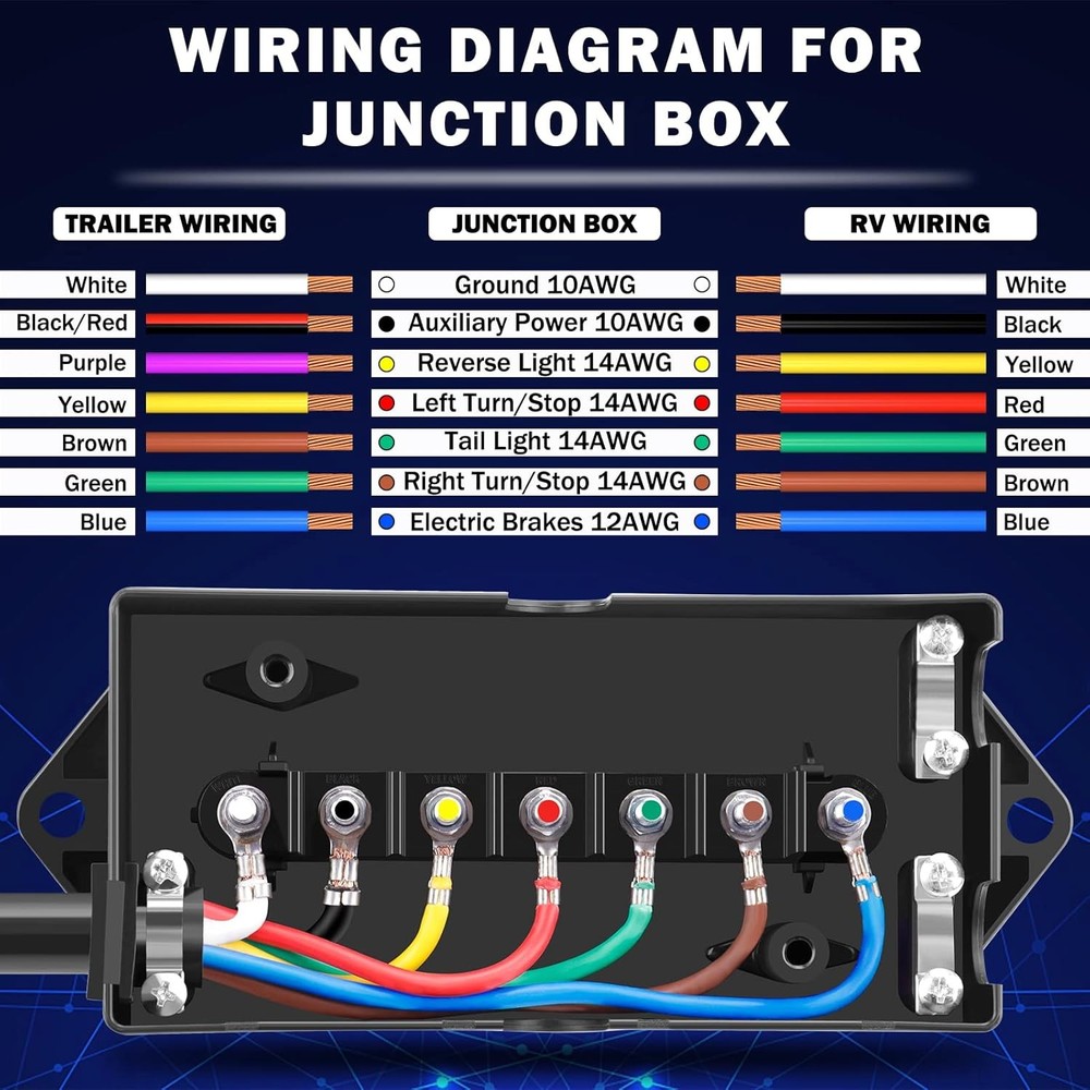 7 Way Trailer Cord 8ft with Breakaway Switch