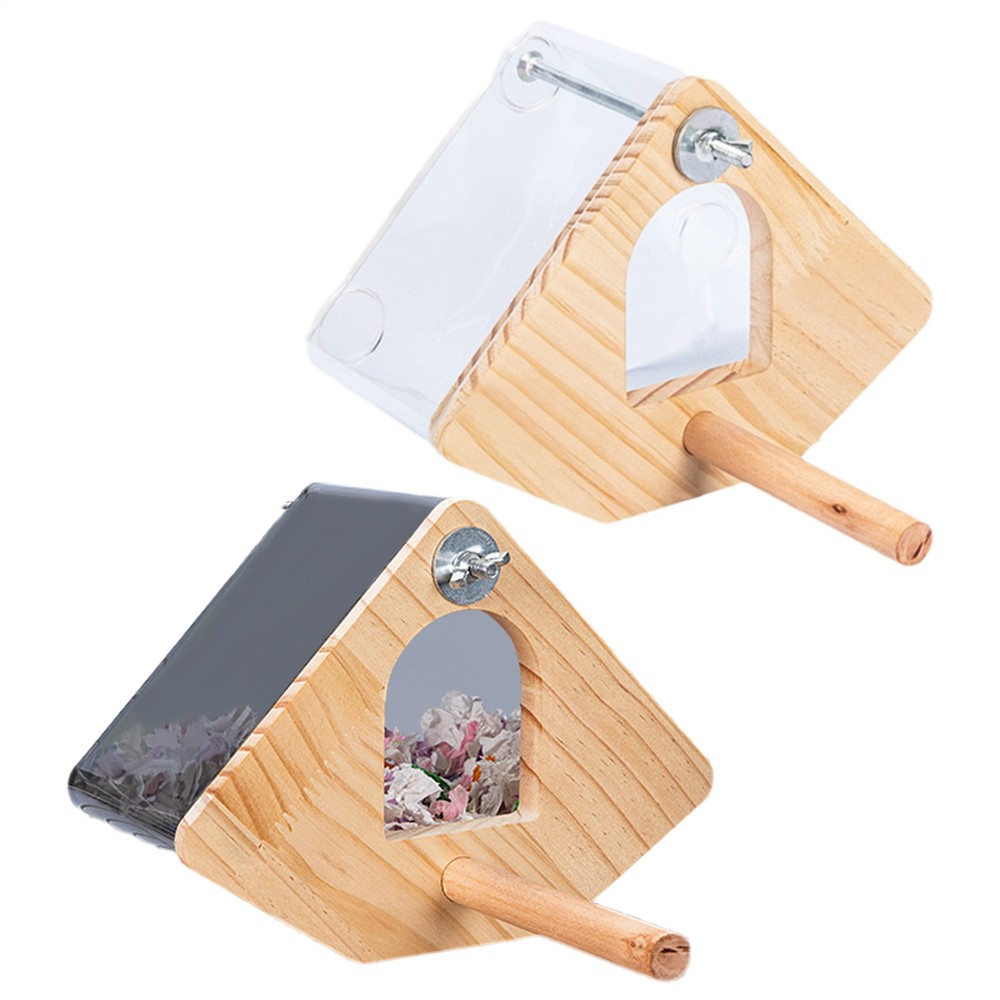 Parrot Nesting Box Wood Breeding Box Transparent Bird Nesting Box