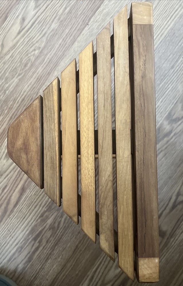Asta Zini Solid Teak Shower/Bath/Spa Corner Foot Stool / Table Fully Assembled