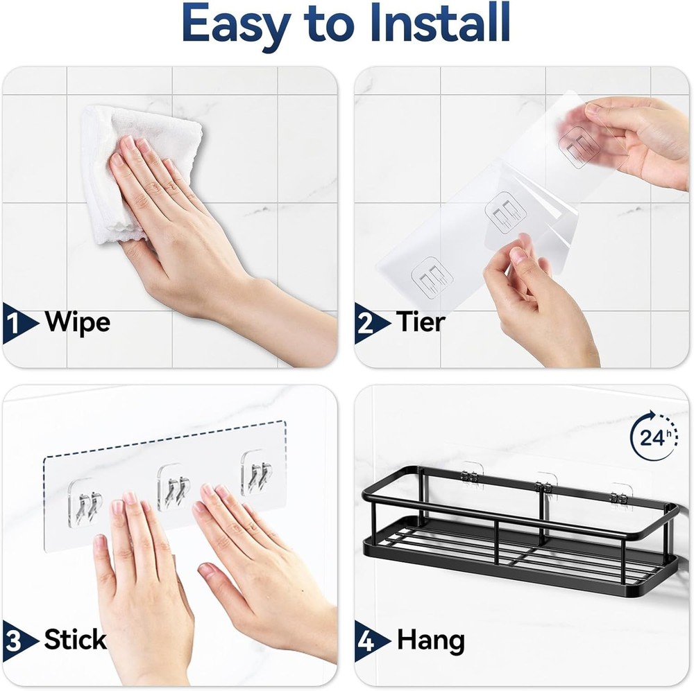 Shower Caddy Adhesive, Rustproof Shower Shelves for Inside Shower, Large Capa...