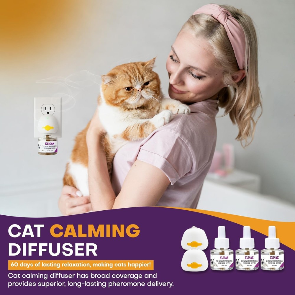 Cat Calming Diffuser 5 Pack Includes 2 Diffusers Machines & 3 Refills Pheromo...