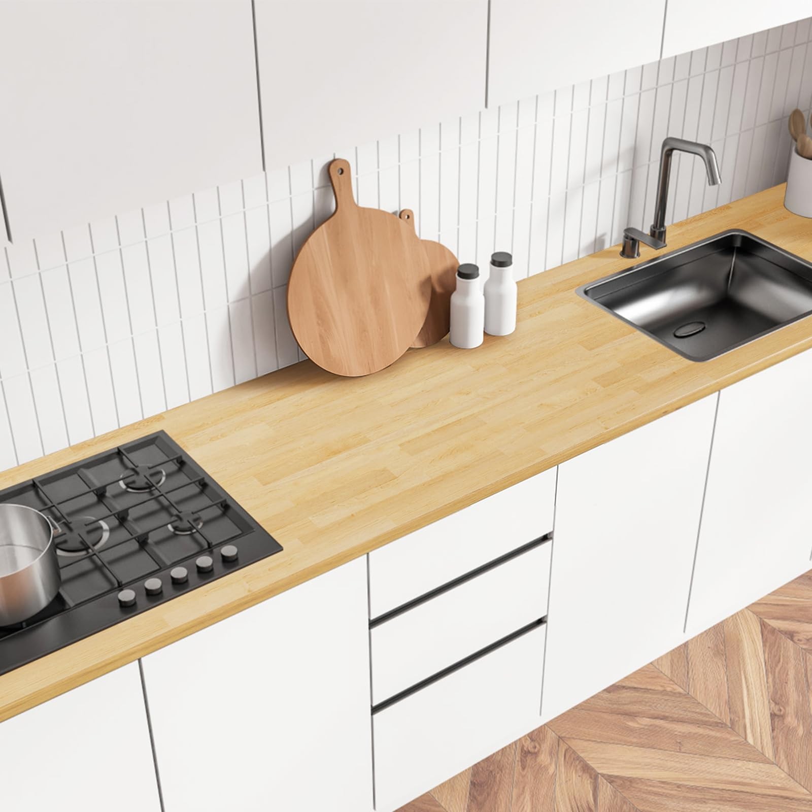 Butcher Block Countertop Table Top - Unfinished Solid Wood Countertop, Unfini...