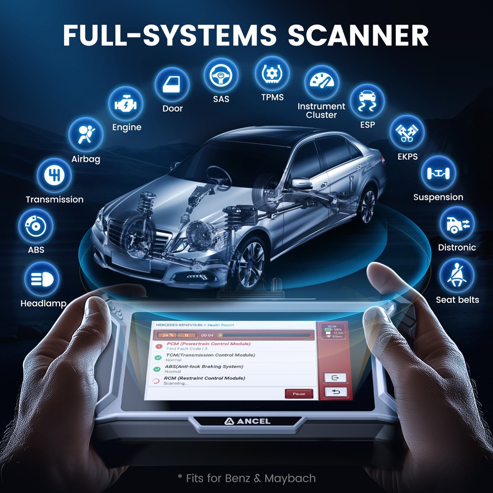 ANCEL DS160 OBD2 Scanner for Benz Maybach Full System Diagnostics Bidirectional