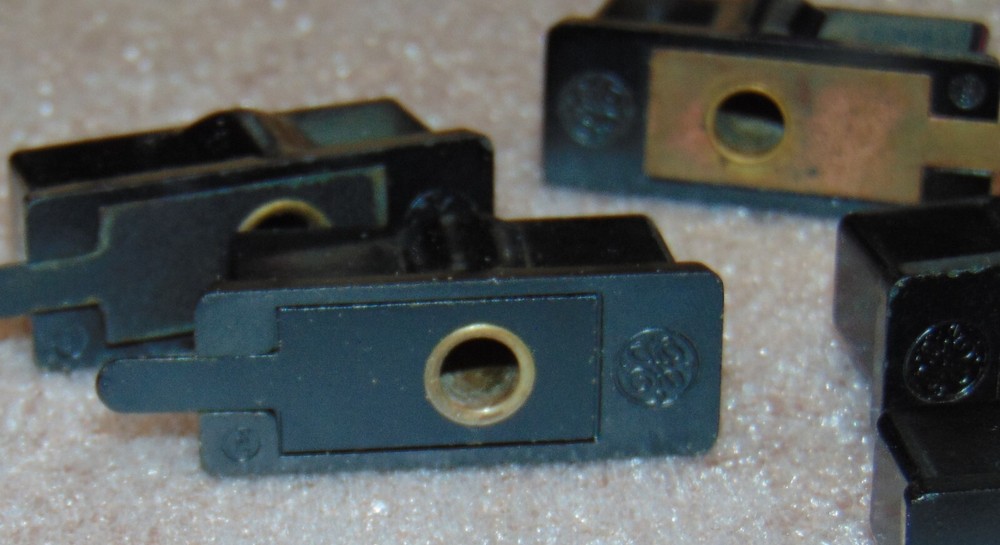 SIX NOS *HIGH GRADE SQUARE BLACK BAKELITE POINTER KNOBS VINTAGE GENERAL ELECTRIC