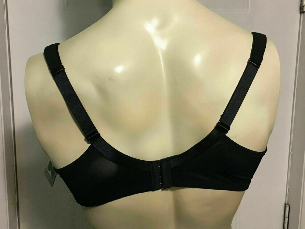 Catherines Balconette Underwire Bra Black Medium Coverage Adjustable 46DD