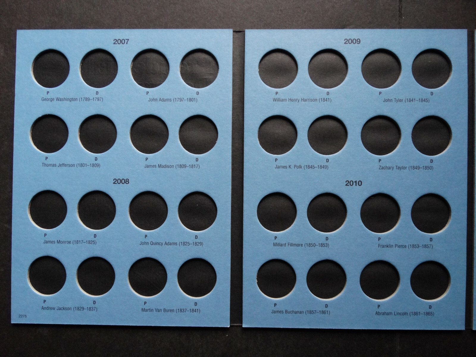 Set of 2 Whitman Presidential Dollar P&D Coin Folder 1 & 2 2007-2017 Album Book