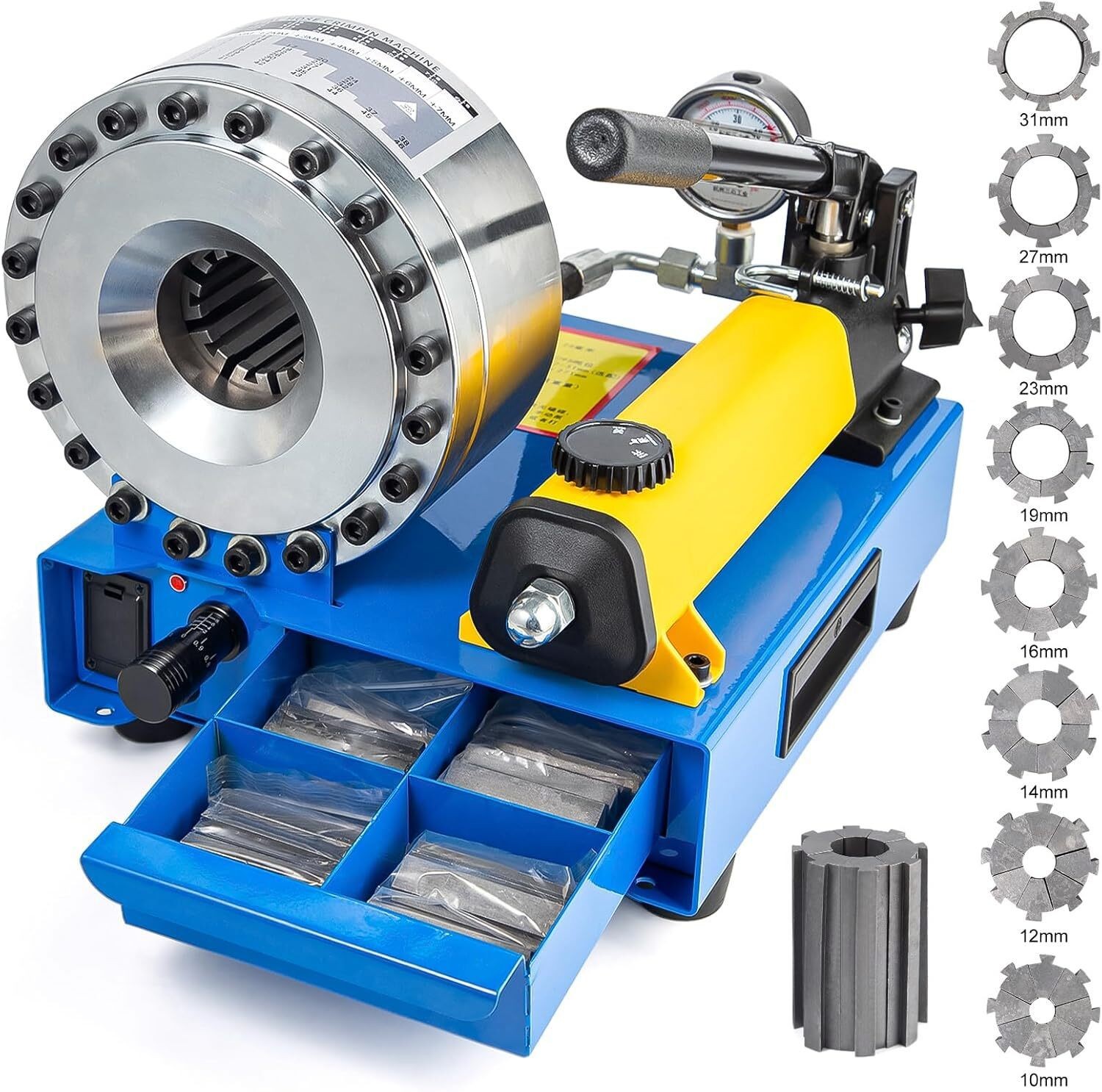 5600KN Hydraulic Hose Crimper Pipe Clamping Machine w/ 8 Sets Dies 10mm-30m New