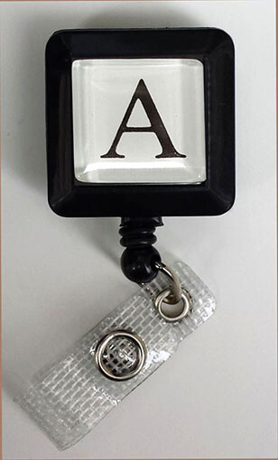 Any INITIAL Retractable Badge Reel ID Card Holder Security Key Ring FREE SHIP