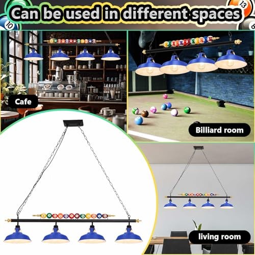 Adjustable 4 Light Pool Table Lights for 7'-8' Billiard Light Blue 4 Lights
