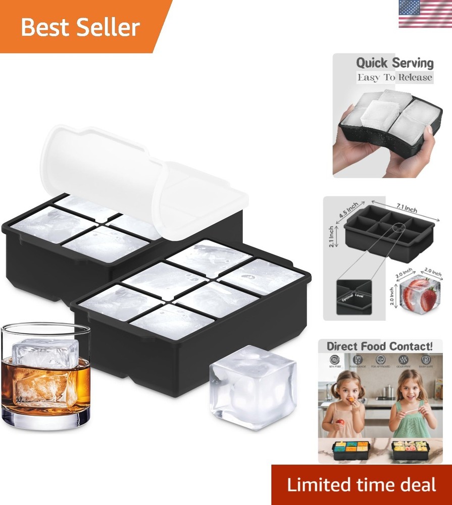 Versatile Silicone Ice Cube Trays - Stackable 2-Inch Molds for Luxurious Drinks