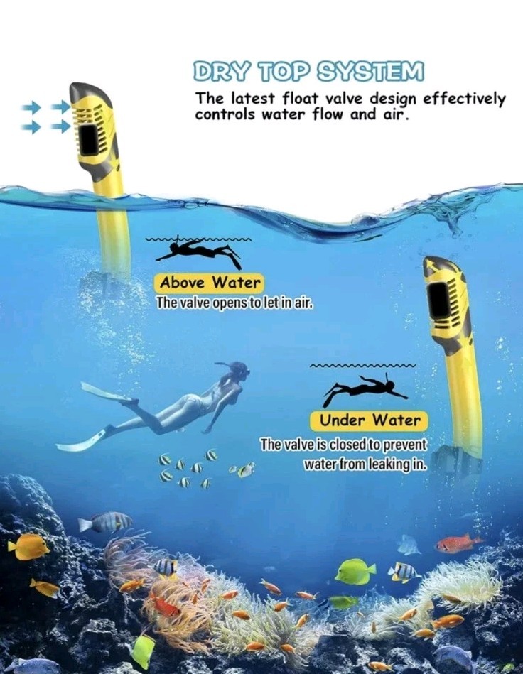 Greatever Classic Exploration Dry Snorkel with Splash Guard and Top Valve
