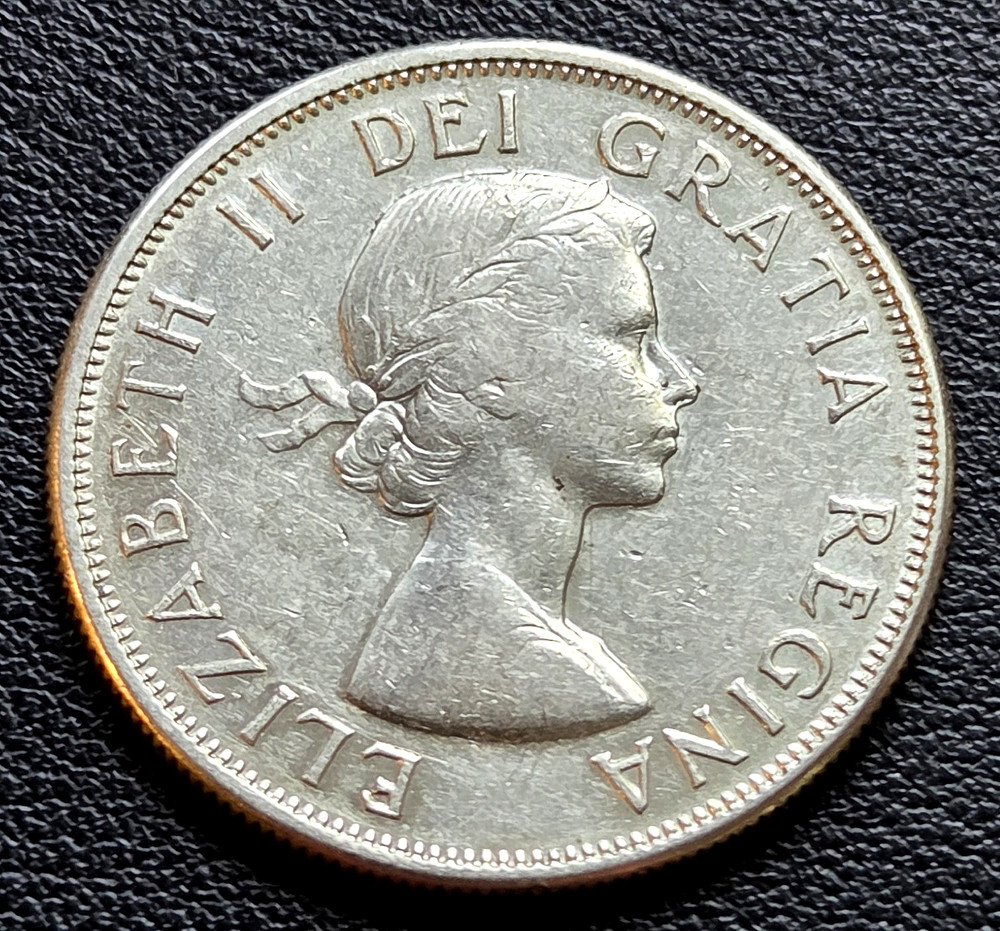 1958 Canada Silver 50-Cent Half Dollar Coin - 80% Silver - Great Condition