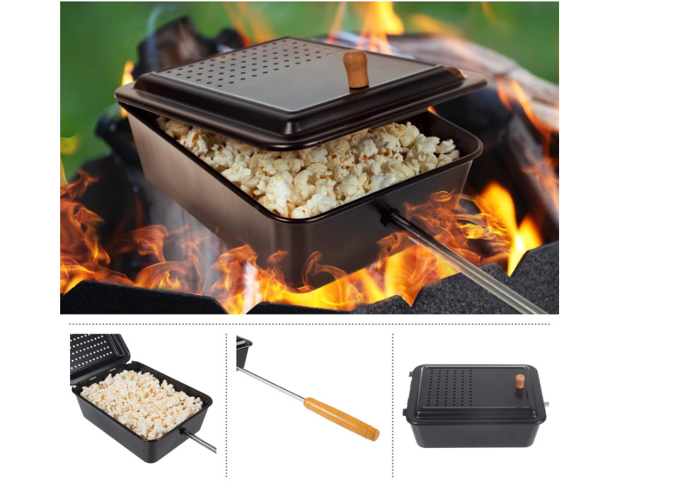 Campfire Popcorn Popper - Old Fashioned Popcorn Maker with Nonstick Finish and E