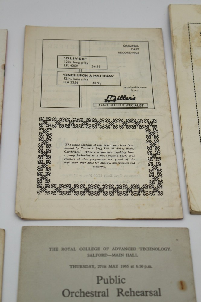 Vintage Theatre Programmes C1950/70s - X 6