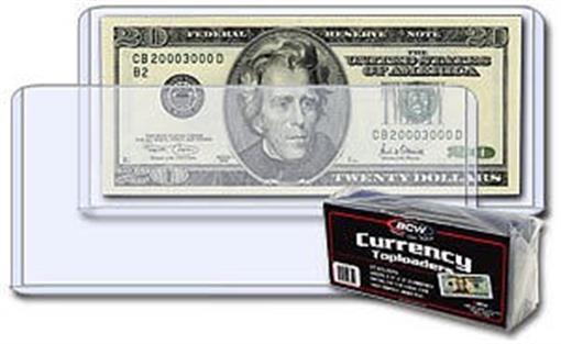 100 BCW Regular Small US Bill Currency Rigid Plastic Topload Holders