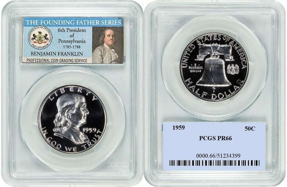 1959 Franklin Half Dollar 50C PCGS PR66