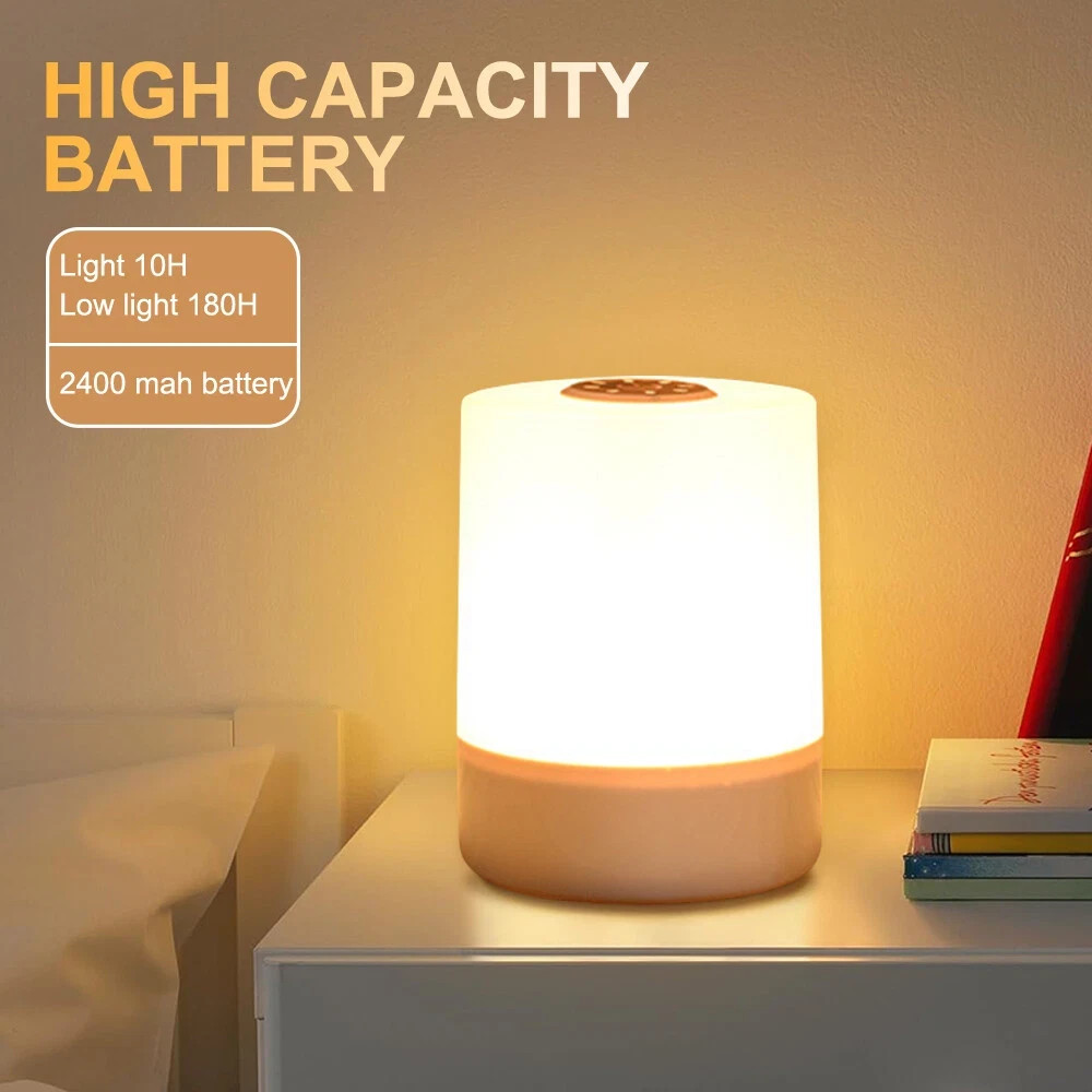 LED Table Lamp Touch Sensor Dimmable Night Light USB Rechargeable Bedside Lamp