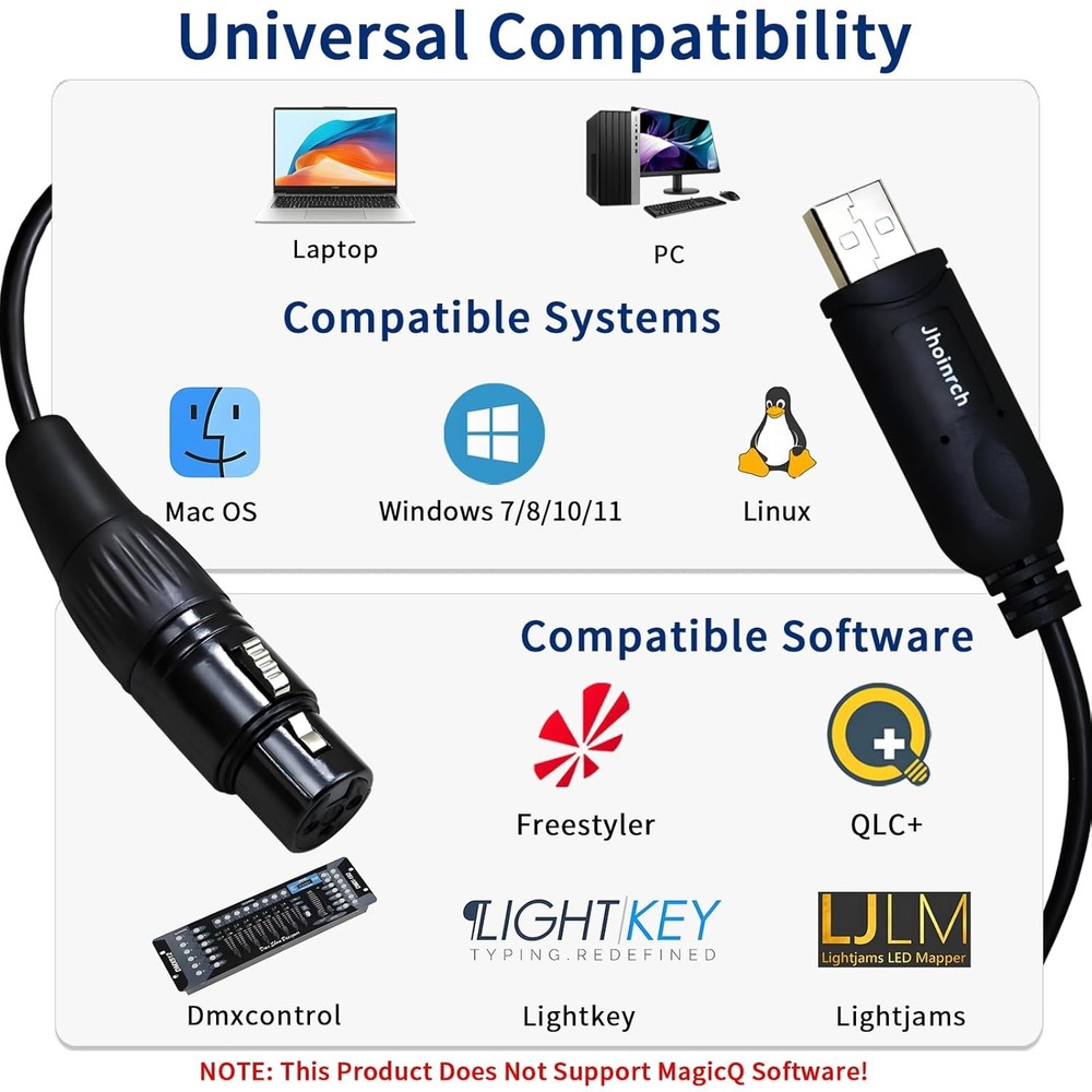 USB to DMX Interface Adapter Cable with FT232RNL Chip Support...