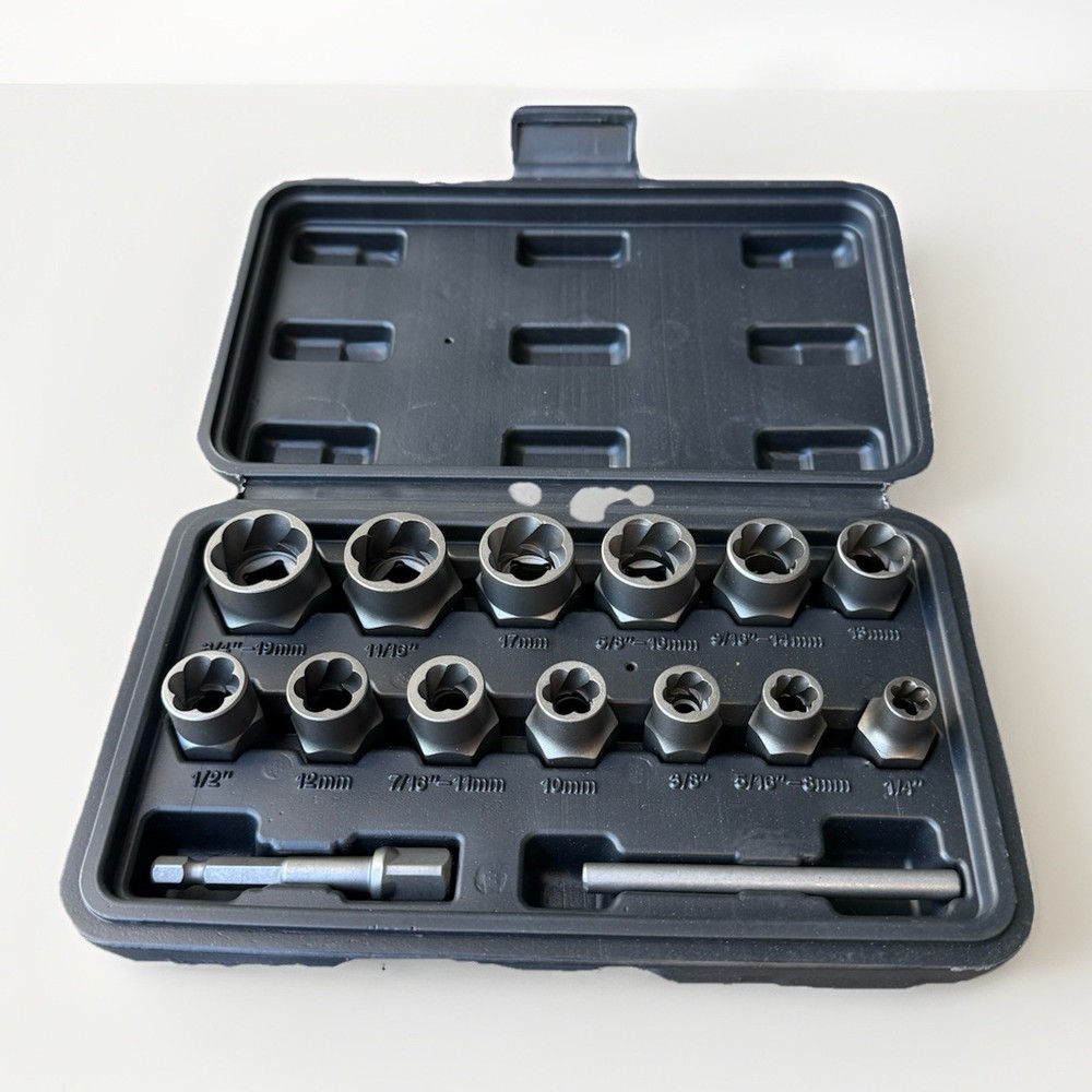 15Pcs Bolt Extractor Kit 3/8" Dr. Impact Bolt & Nut  Screws Stud Remover Socket